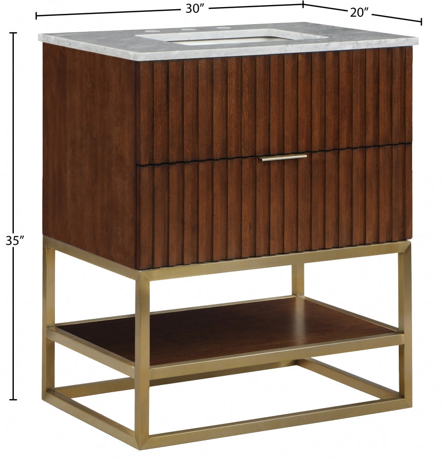 Monad Genuine Marble Top, Steel And Glass Base Vanity