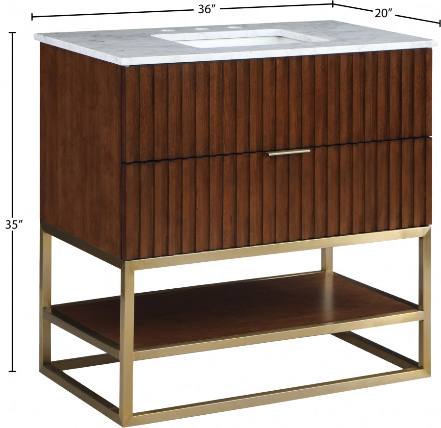 Monad Genuine Marble Top, Steel And Glass Base Vanity
