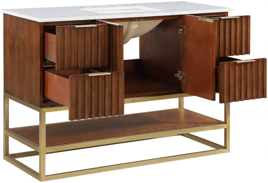 Monad 48" Genuine Marble Top, Steel And Glass Base Vanity