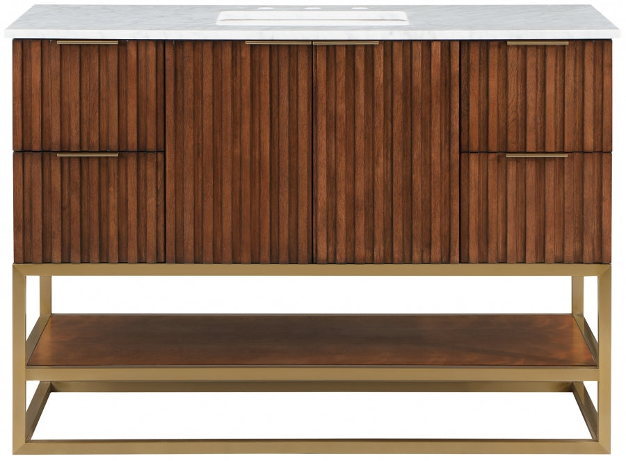 Monad 48" Genuine Marble Top, Steel And Glass Base Vanity
