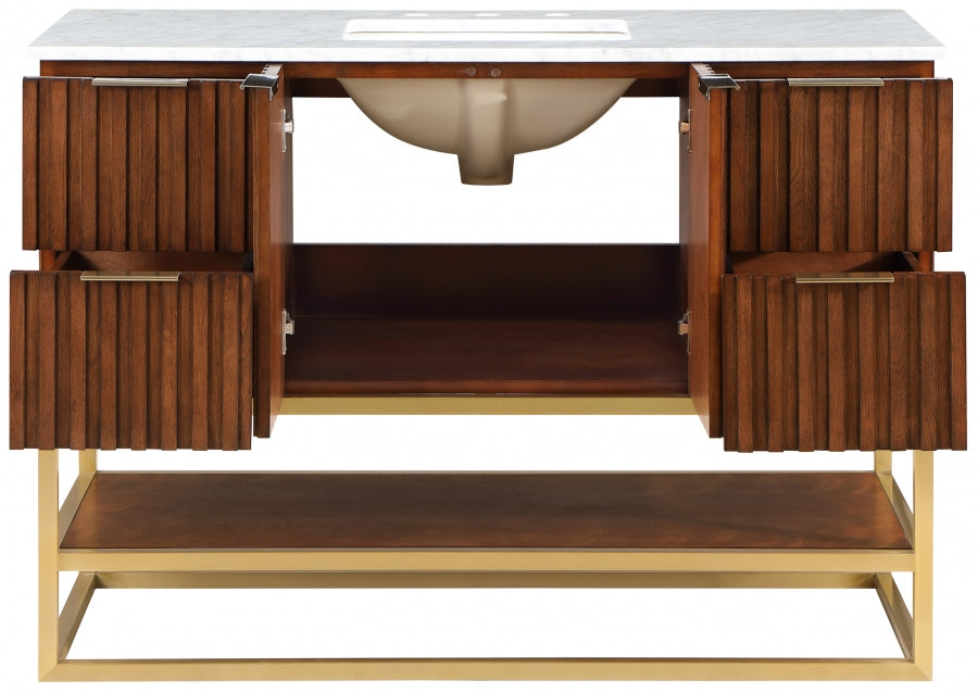 Monad 48" Genuine Marble Top, Steel And Glass Base Vanity