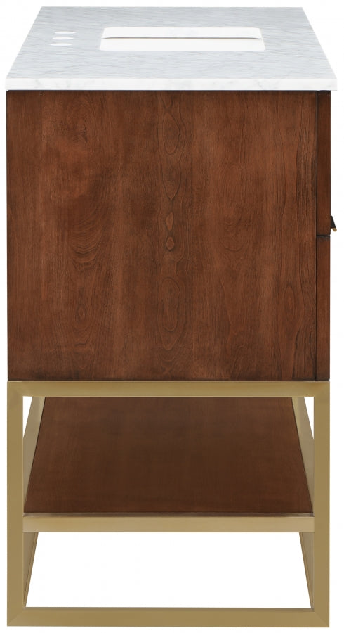 Monad 48" Genuine Marble Top, Steel And Glass Base Vanity