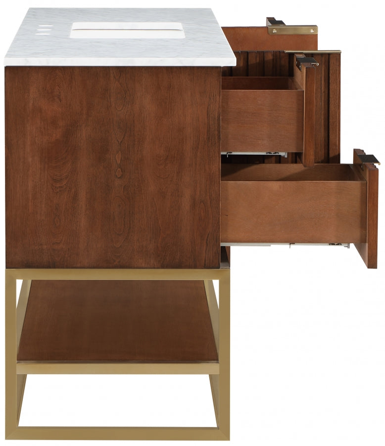 Monad 48" Genuine Marble Top, Steel And Glass Base Vanity