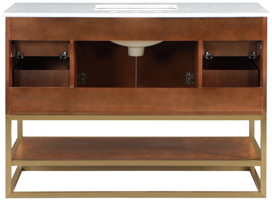 Monad 48" Genuine Marble Top, Steel And Glass Base Vanity
