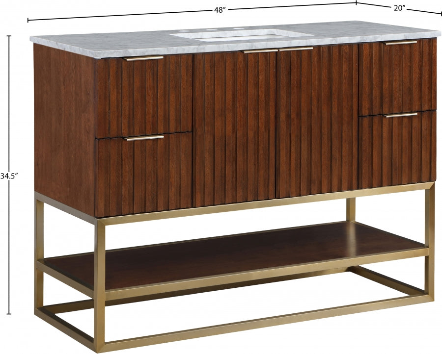Monad 48" Genuine Marble Top, Steel And Glass Base Vanity