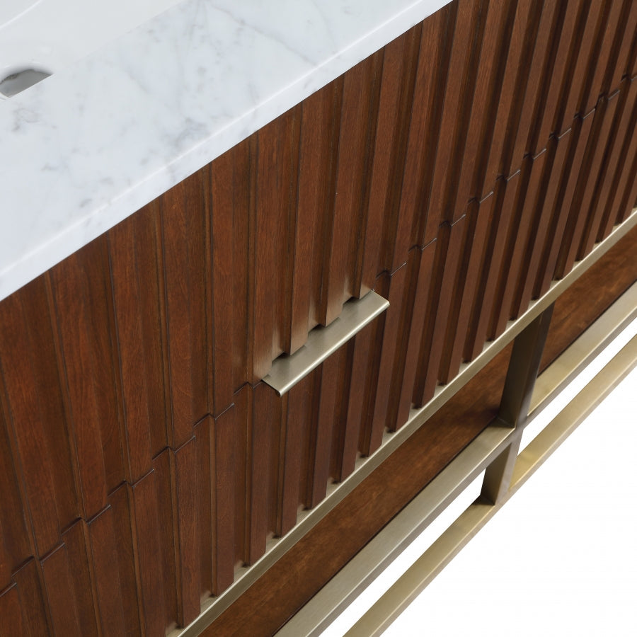 Monad 60" Genuine Marble Top, Steel And Glass Base Vanity