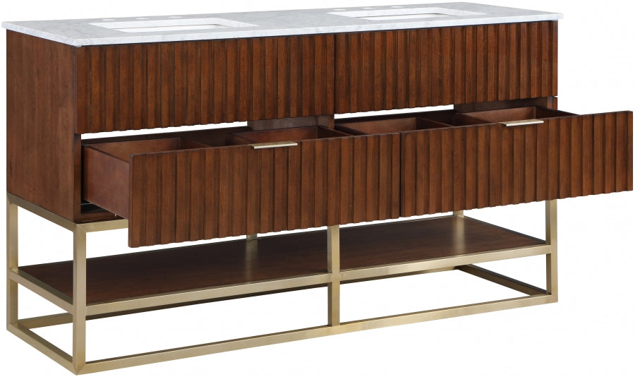 Monad 60" Genuine Marble Top, Steel And Glass Base Vanity