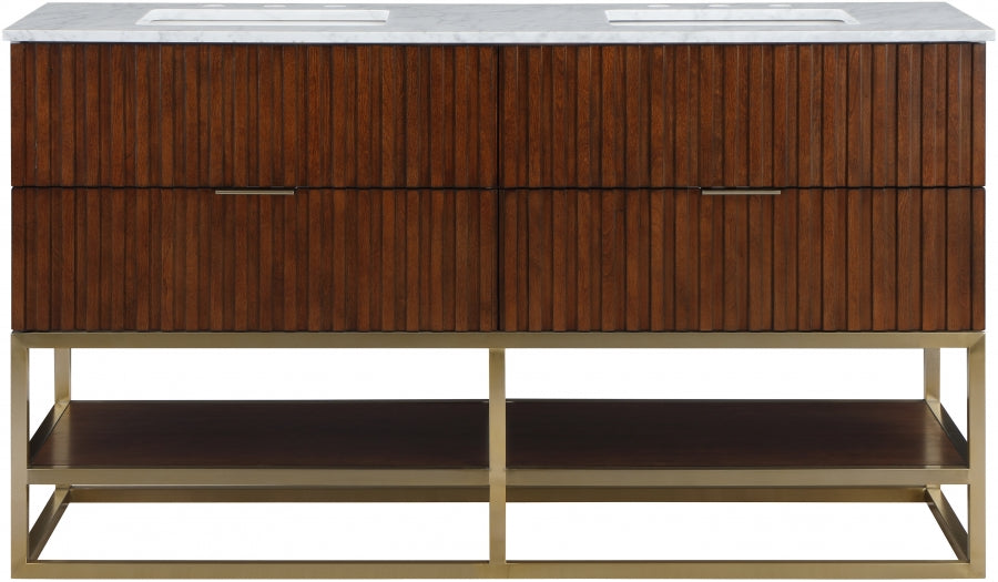 Monad 60" Genuine Marble Top, Steel And Glass Base Vanity