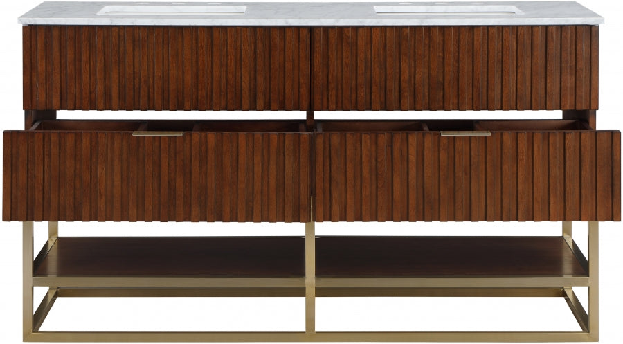 Monad 60" Genuine Marble Top, Steel And Glass Base Vanity