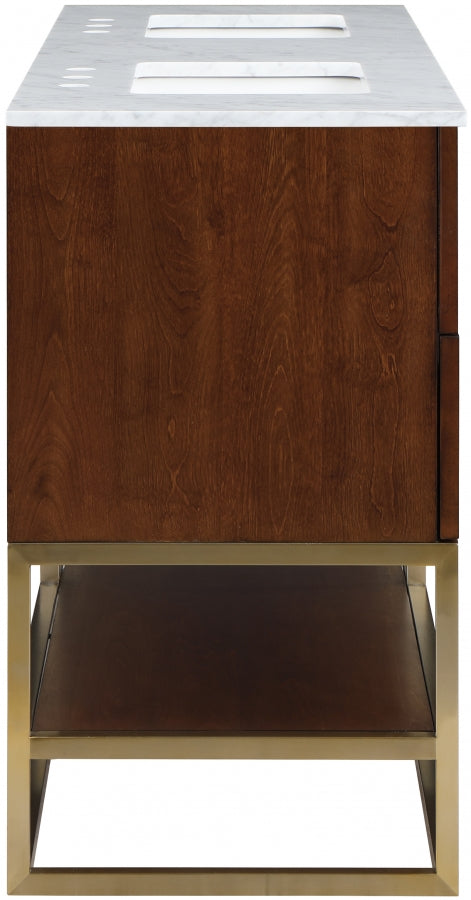 Monad 60" Genuine Marble Top, Steel And Glass Base Vanity
