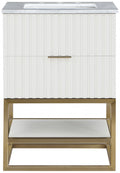 Monad Genuine Marble Top, Steel And Glass Base Vanity