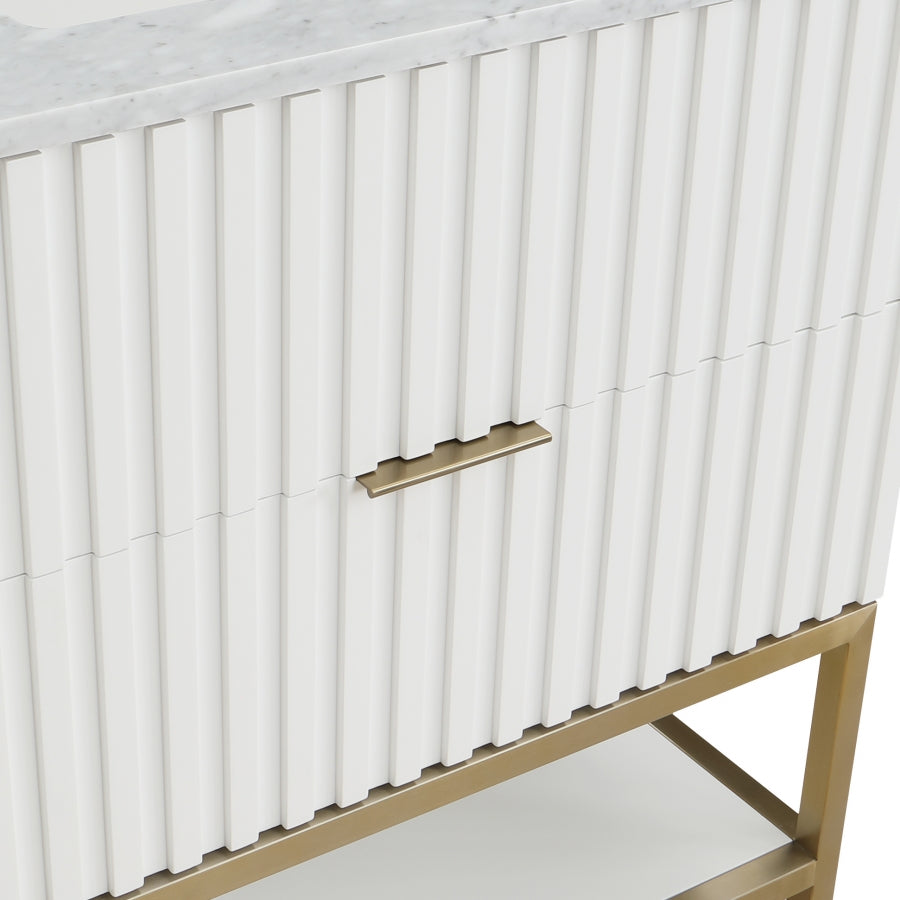 Monad Genuine Marble Top, Steel And Glass Base Vanity