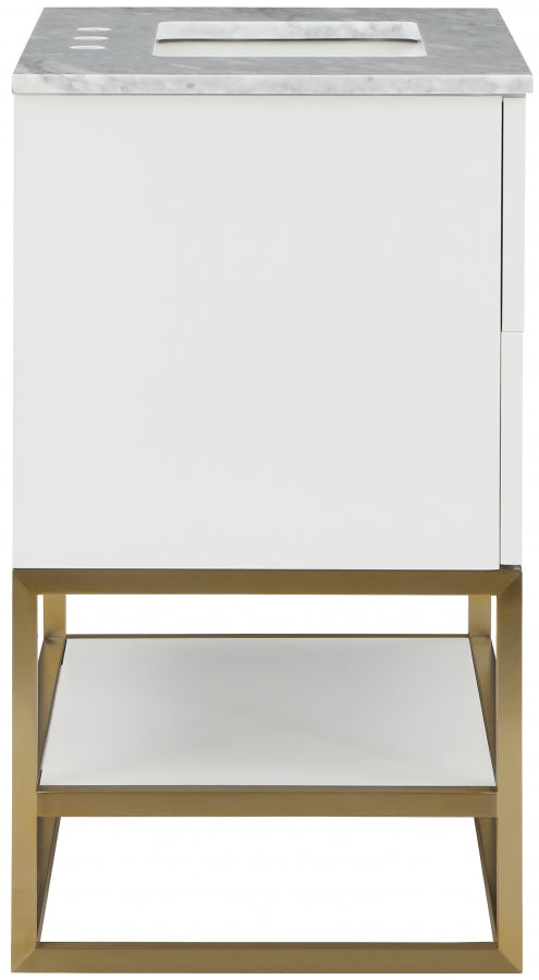 Monad Genuine Marble Top, Steel And Glass Base Vanity