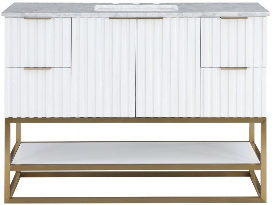 Monad 48" Genuine Marble Top, Steel And Glass Base Vanity