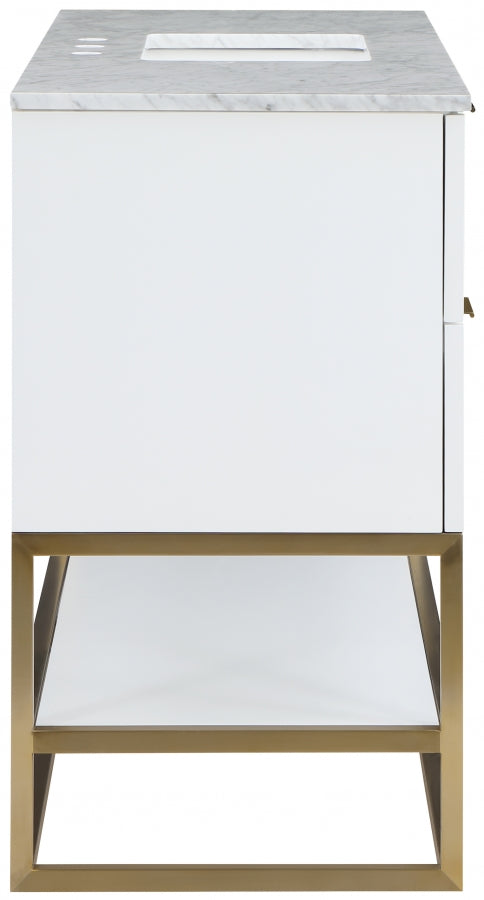 Monad 48" Genuine Marble Top, Steel And Glass Base Vanity