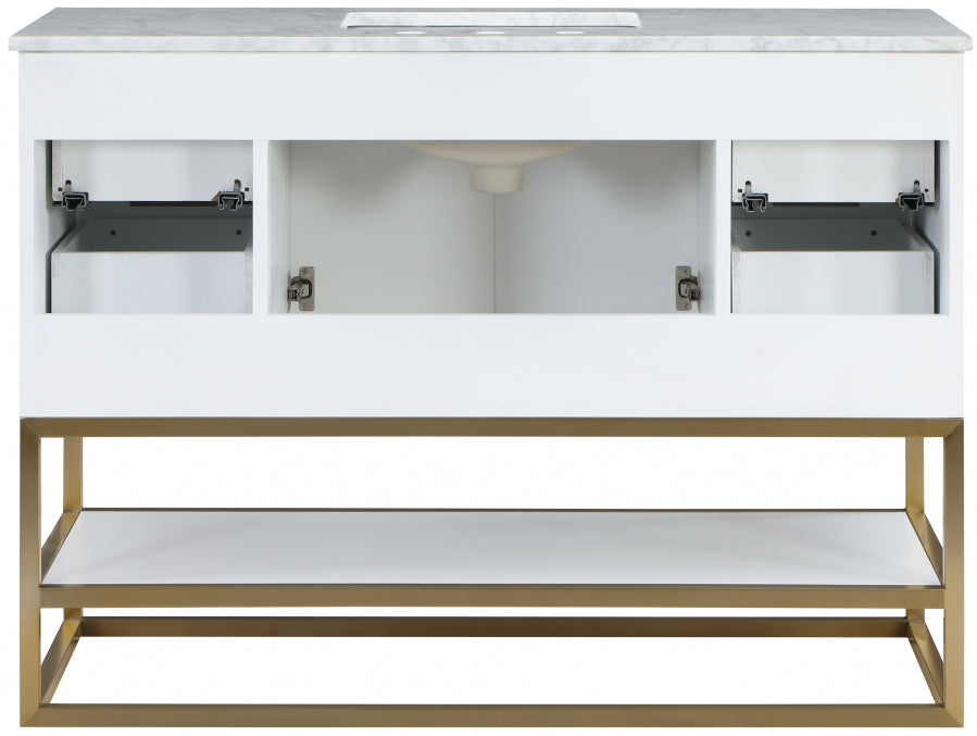 Monad 48" Genuine Marble Top, Steel And Glass Base Vanity