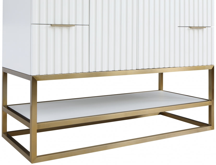 Monad 48" Genuine Marble Top, Steel And Glass Base Vanity