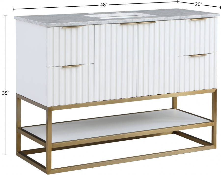 Monad 48" Genuine Marble Top, Steel And Glass Base Vanity