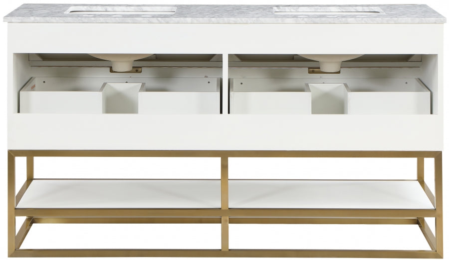 Monad 60" Genuine Marble Top, Steel And Glass Base Vanity