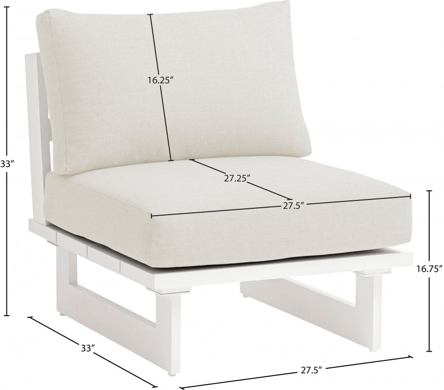 Maldives Water Resistant Fabric Upholstered Outdoor Patio Modular Armless Chair