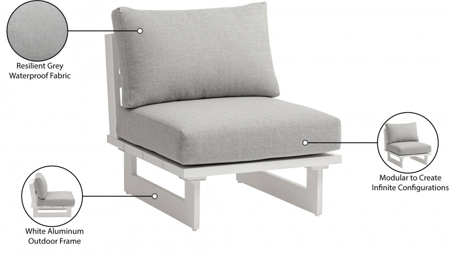 Maldives Water Resistant Fabric Upholstered Outdoor Patio Modular Armless Chair