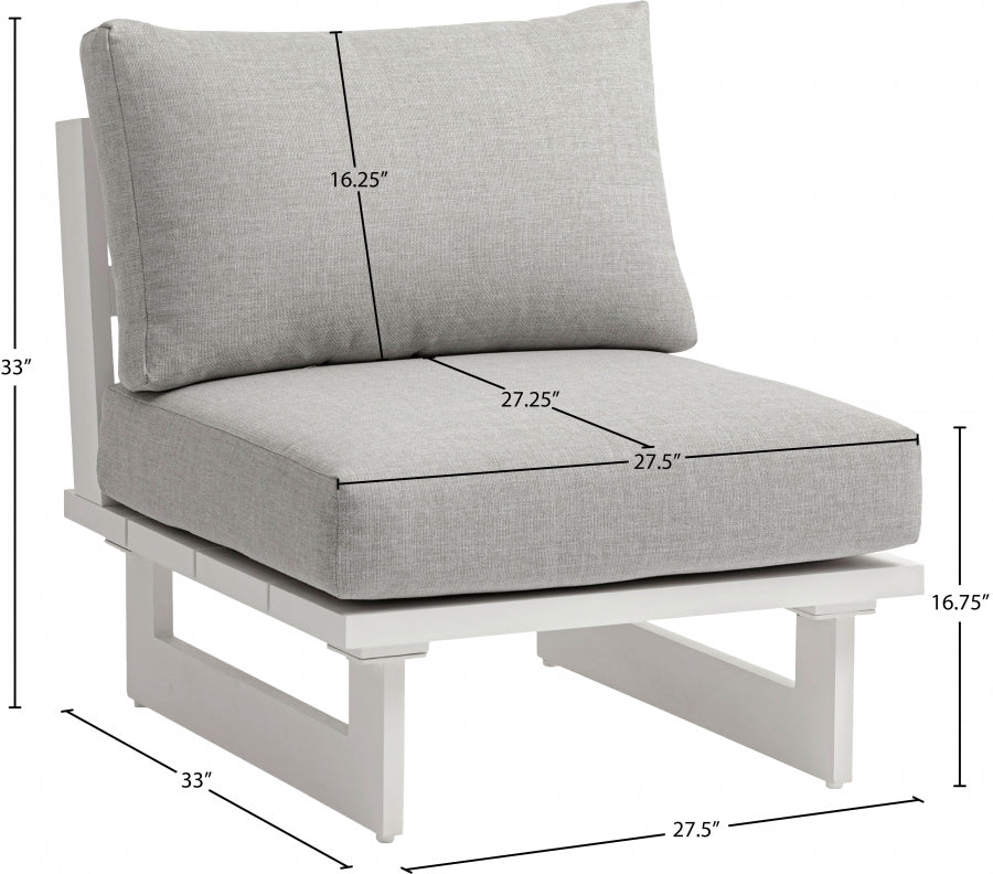 Maldives Water Resistant Fabric Upholstered Outdoor Patio Modular Armless Chair