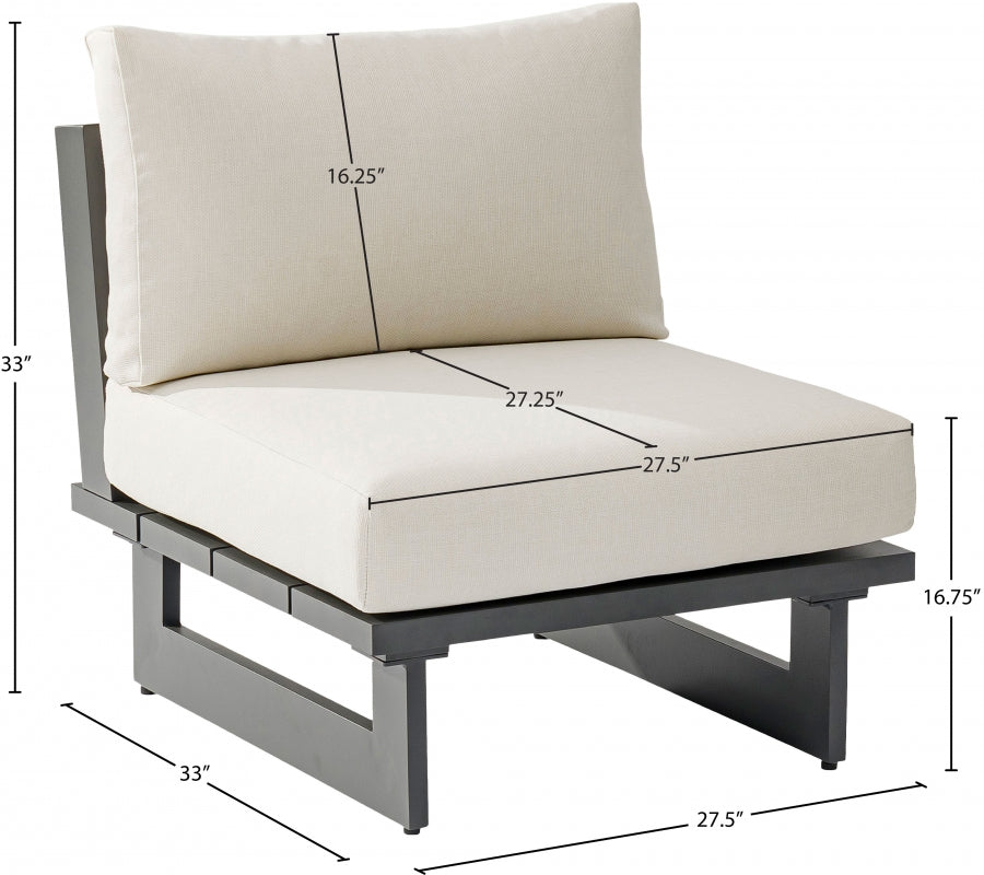 Maldives Water Resistant Fabric Upholstered Outdoor Patio Modular Armless Chair