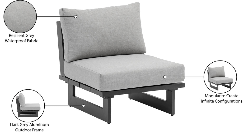 Maldives Water Resistant Fabric Upholstered Outdoor Patio Modular Armless Chair