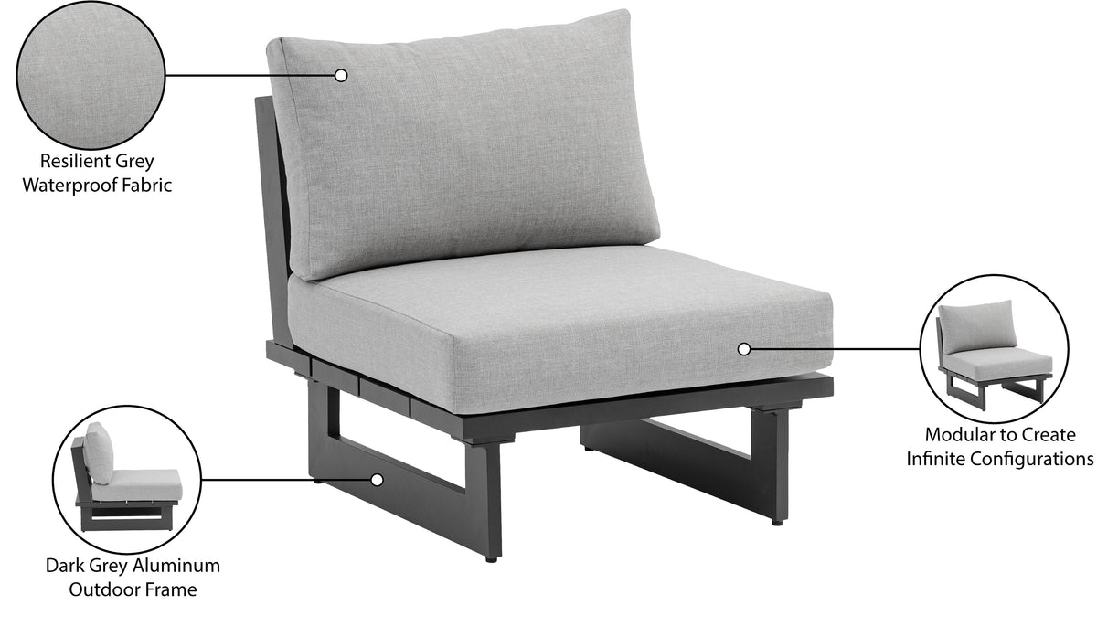 Maldives Water Resistant Fabric Upholstered Outdoor Patio Modular Armless Chair