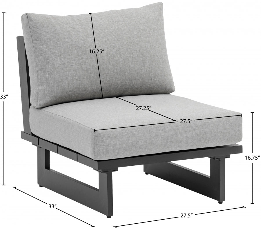 Maldives Water Resistant Fabric Upholstered Outdoor Patio Modular Armless Chair