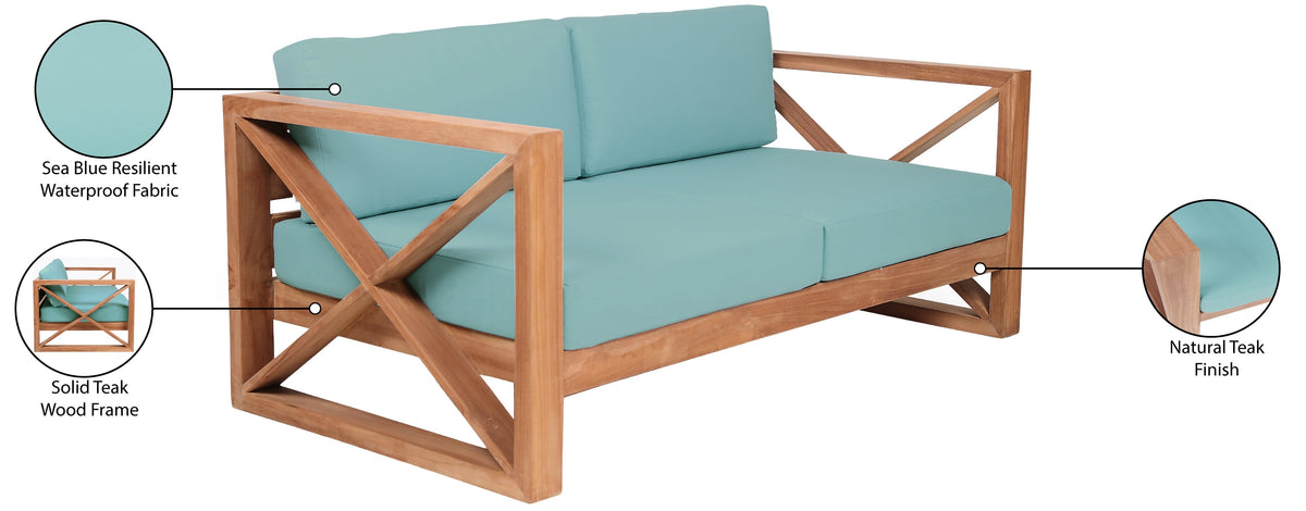Anguilla Water Resistant Fabric Upholsetered Outdoor Patio Loveseat
