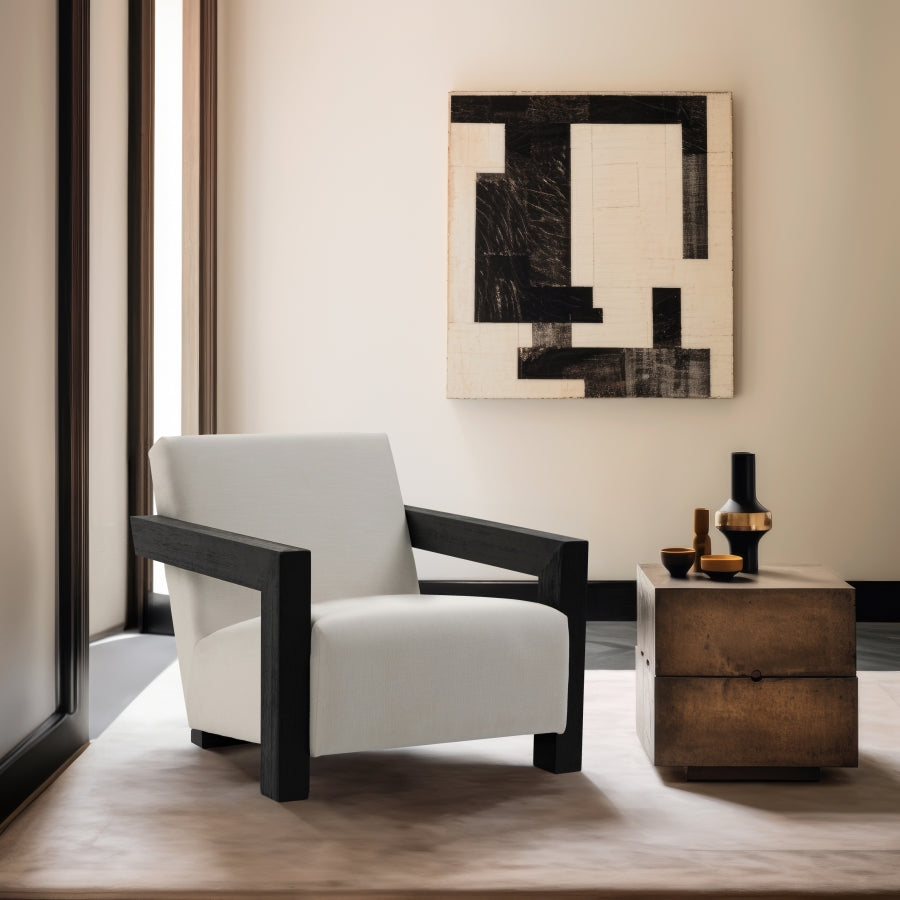Ward Linen Textured Fabric Upholstered Accent Chair