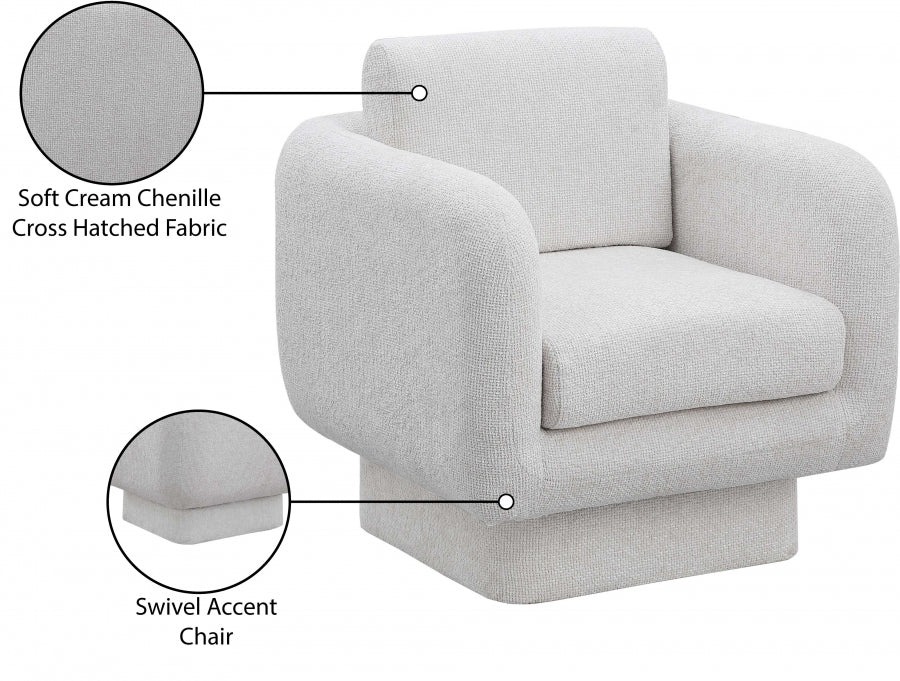 Alessandra Chenille Fabric Upholstered Swivel Accent Chair