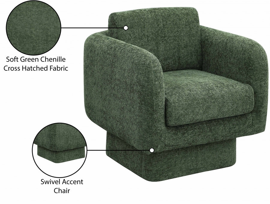 Alessandra Chenille Fabric Upholstered Swivel Accent Chair