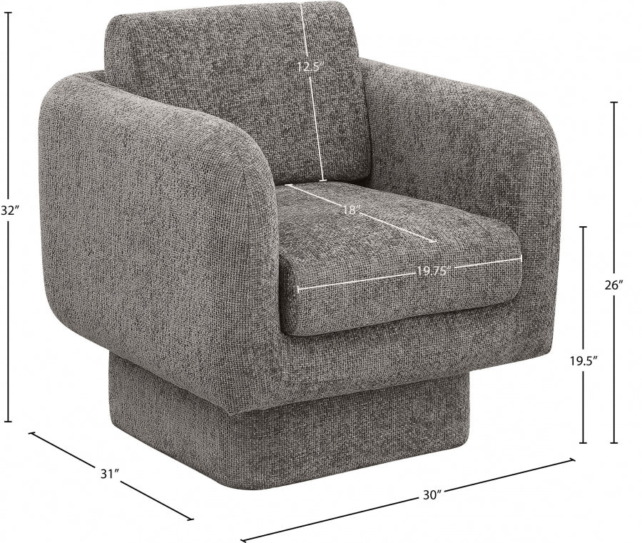 Alessandra Chenille Fabric Upholstered Swivel Accent Chair