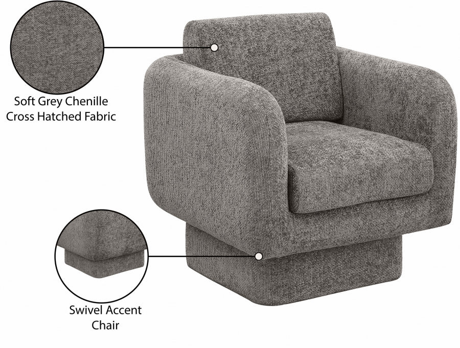 Alessandra Chenille Fabric Upholstered Swivel Accent Chair