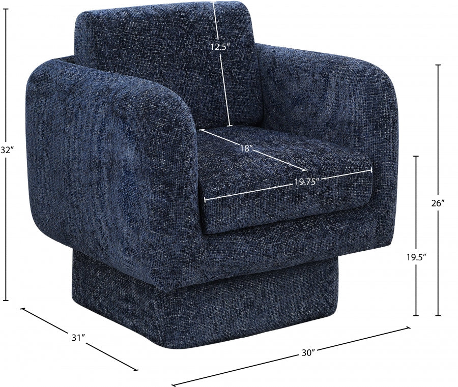 Alessandra Chenille Fabric Upholstered Swivel Accent Chair