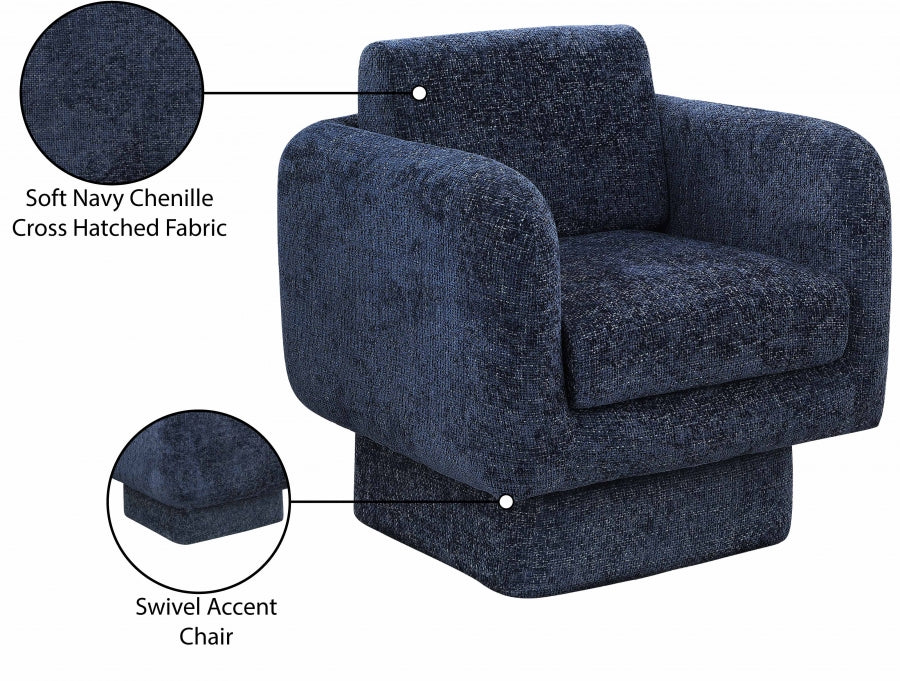 Alessandra Chenille Fabric Upholstered Swivel Accent Chair