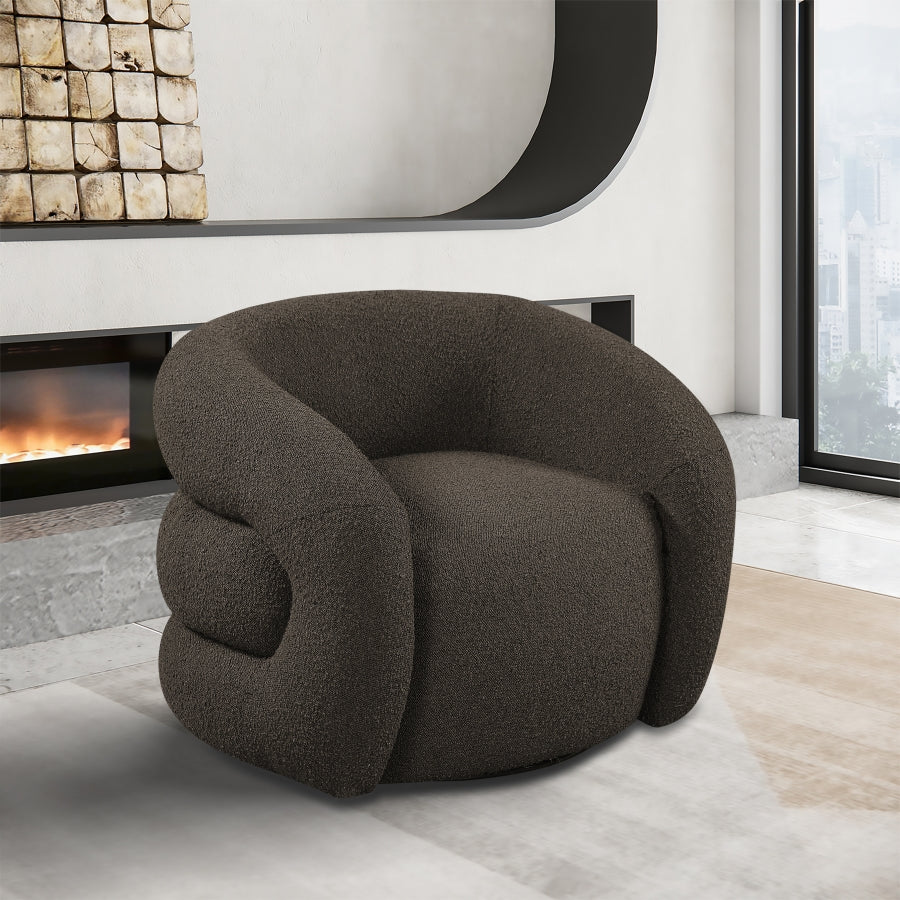Roxbury Boucle Fabric Upholstered Swivel Accent Chair