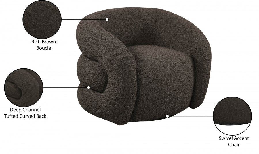 Roxbury Boucle Fabric Upholstered Swivel Accent Chair
