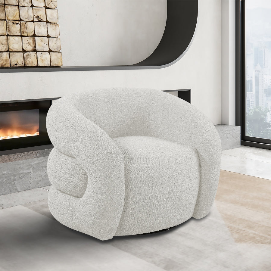 Roxbury Boucle Fabric Upholstered Swivel Accent Chair