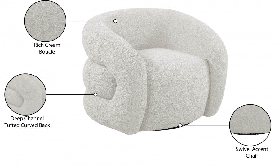Roxbury Boucle Fabric Upholstered Swivel Accent Chair