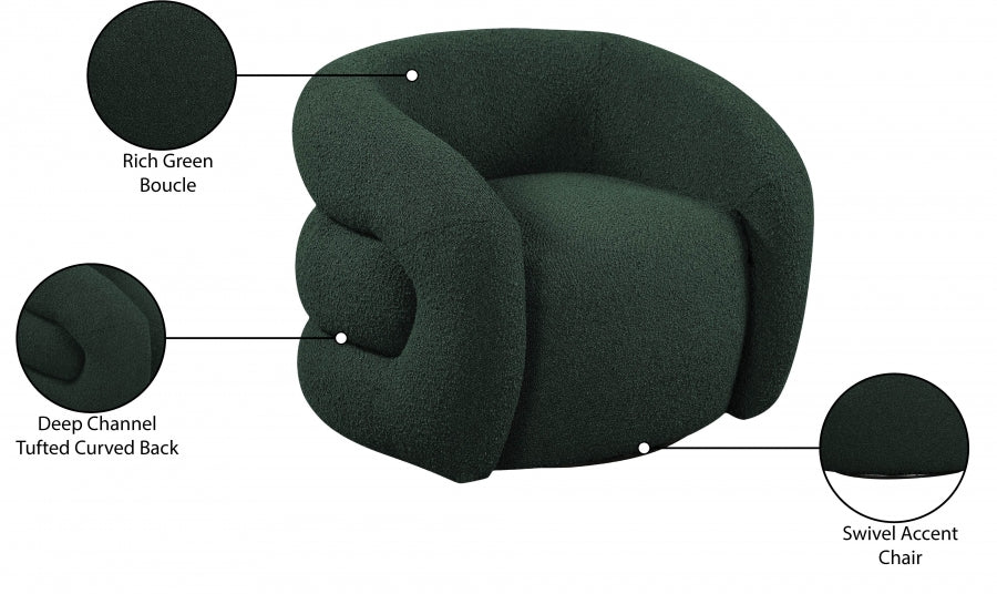 Roxbury Boucle Fabric Upholstered Swivel Accent Chair
