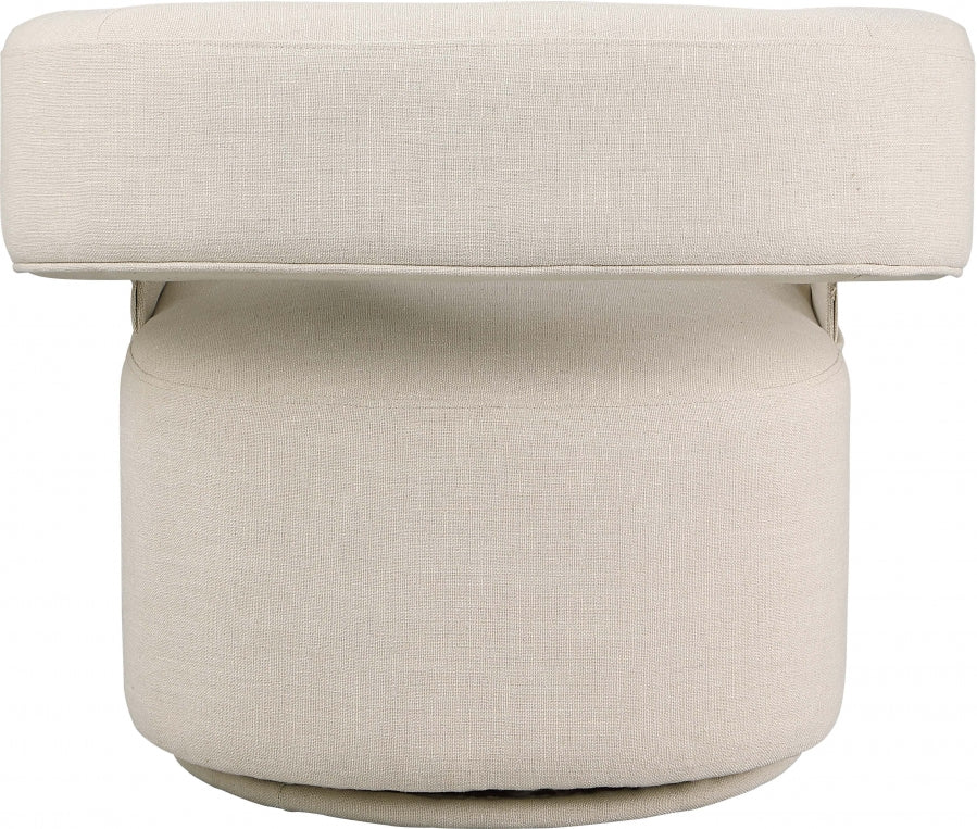 Niya Linen Textured Fabric Upholstered Swivel Accent Chair