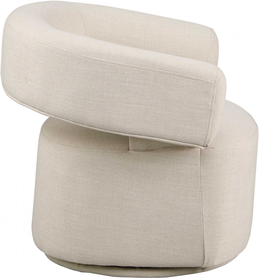 Niya Linen Textured Fabric Upholstered Swivel Accent Chair