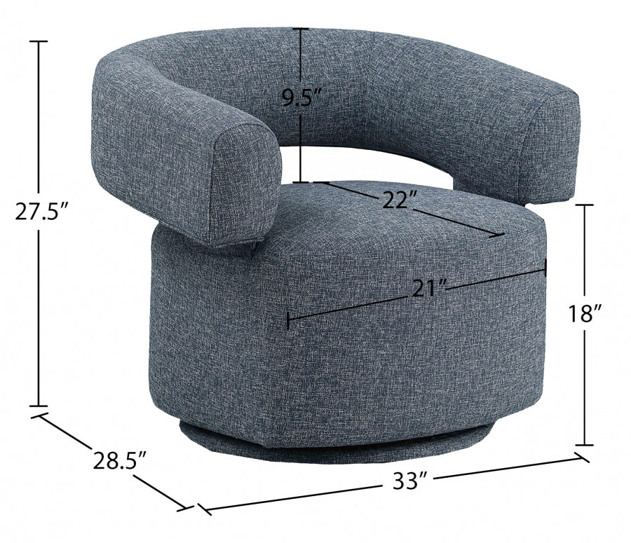 Niya Linen Textured Fabric Upholstered Swivel Accent Chair