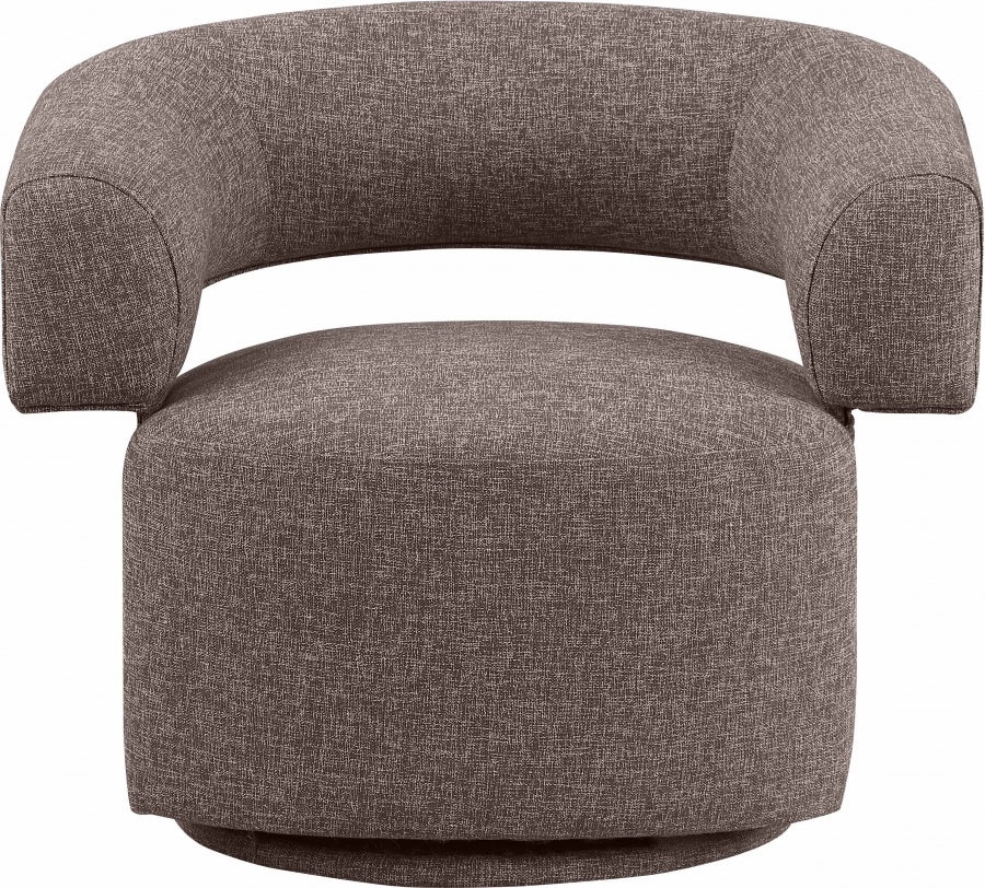 Niya Linen Textured Fabric Upholstered Swivel Accent Chair