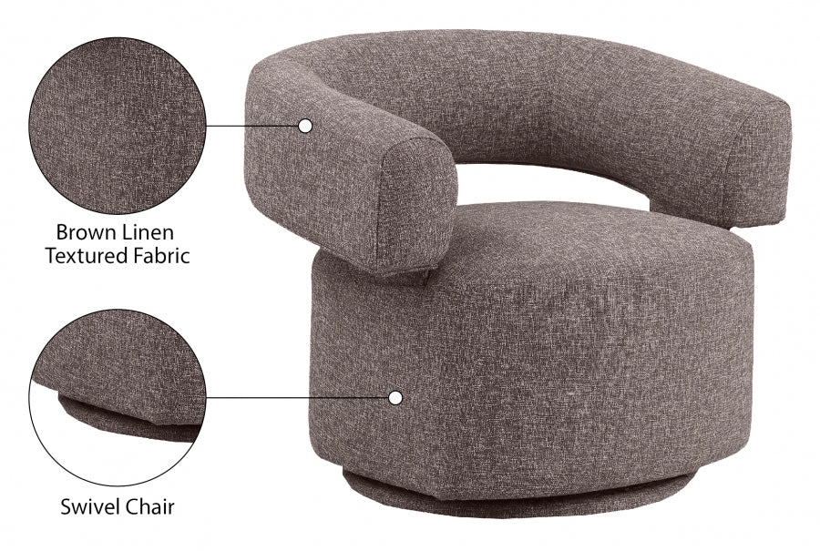Niya Linen Textured Fabric Upholstered Swivel Accent Chair