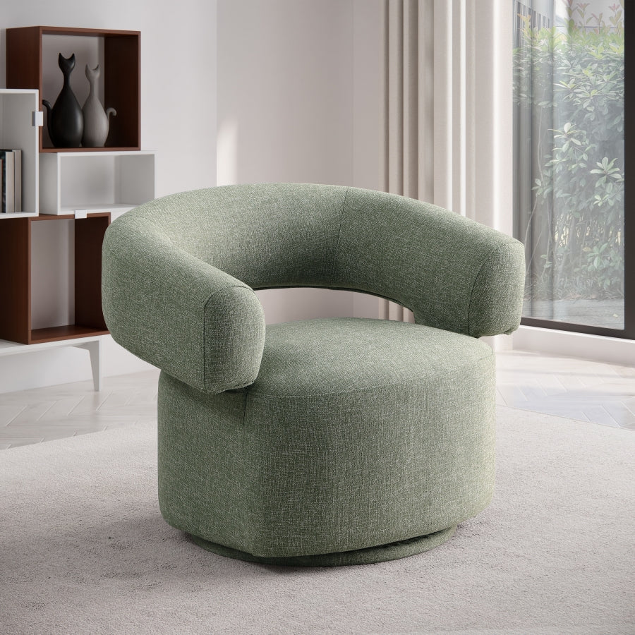 Niya Linen Textured Fabric Upholstered Swivel Accent Chair