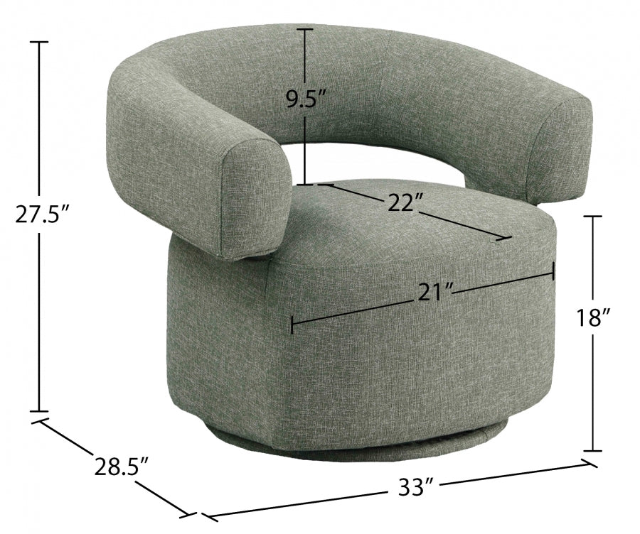 Niya Linen Textured Fabric Upholstered Swivel Accent Chair